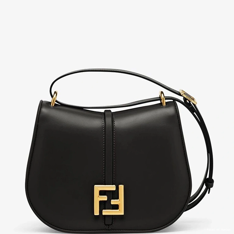 Affordable HOT Medium Black Leather C'mon Calf Fendi In Bag 0809